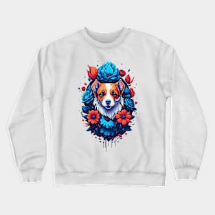 Cute puppy floral retro design Crewneck Sweatshirt